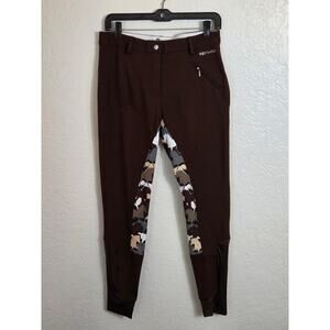 Buckwild Breeches Horse Riding Pants Medium Brown Horse Print Equestrian Stretch